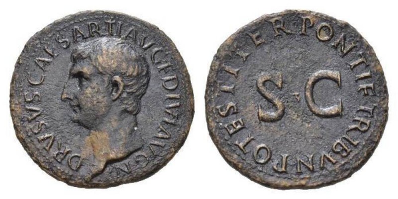 In the name of Drusus, son of Tiberius As 22-23, Æ 30mm., 10.74g. DRVSVS CAESAR ...