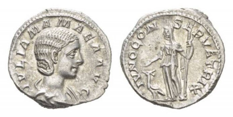 Julia Maesa, sister of Julia Domna and grandmother of Elagabalus Denarius 222, A...