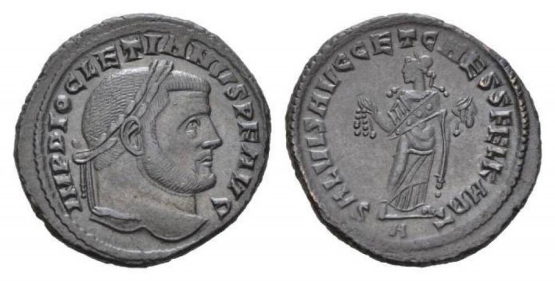 Diocletian, 284-305 Follis Carthago 299-303, Æ 28mm., 9.26g. DIOCLETIANVS P F AV...