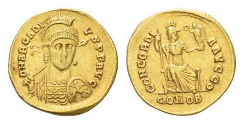 Arcadius, 383-408 Solidus Constantinopolis 397-402, AV 20mm., 4.34g. DN ARCADI –...