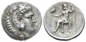 Kingdom of Macedon, Alexander III, 336 – 323 and posthumous issuesSidon Tetradrachm Sidon 317-316, AR 27.5mm., 17.03g. Head of Heracles right, wearing...