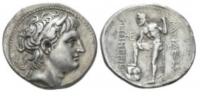 Kingdom of Macedon, Demetrius Poliorcetes, 306 – 283Pella Tetradrachm Pella circa 291-290, AR 32mm., 17.02g. Diademed and horned head r. Rev. ΒΑΣΙΛΕΩΣ...