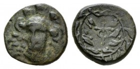 Phocis, Phokian League. Federal Coinage Bronze struck under Phayllos (?), 352 - 351 (?) BC., Æ 13mm., 2.02g. Facing bust of helmeted Athena ¾ r. Rev. ...