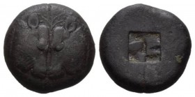 Lesbos, Lesbos Stater Lesbos circa 550-500, AR 20mm., 10.64g. Two confronted calves’ heads; between them, olive-tree. Rev. Incuse punch. Traité 607 an...