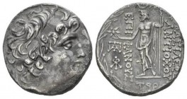 The Seleucid Kings, Antiochus VIII Epiphanes, 121-96 BCAntioch Tetradrachm 116-115, AR 25.5mm., 16.07g. Diademed head r. Rev. BAΣIΛEΩΣ ANTIOXOY EΠIΦAN...