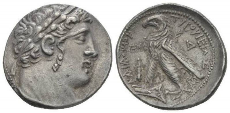 Phoenicia, Tyre Tetradrachm 72-71, AR 30mm., 14.39g. Laureate head of Melqart r....