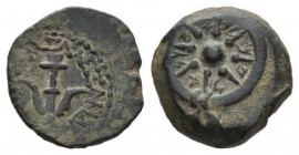 Judaea, Alexander Jannaios, 103-76Jerusalem Prutah 103-76, Æ 16.5mm., 4.20g. Star of eight rays within diadem. Rev. Inverted anchor. Hendin 1150.

V...