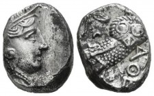 Arabia, Athens-style Tetradrachm after 350, AR 18.5mm., 17.12g. Helmeted head of Athena r. Rev. Owl, standing r., in upper l. field, olive sprig and c...