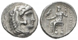 The Ptolemies, Ptolemy I Soter, 323-305Arados Tetradrachm 320-315, AR 25.5mm., 16.25g. Head of Herakles wearing lion skin r. Rev. Zeus Aëtophoros seat...