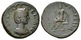 Macedonia, Pella Otacilia Severa, wife of Philip I Bronze 244-249, Æ 24.5mm., 8.48g. Diademed and draped bust r. Rev. City goddess seated l., drawing ...