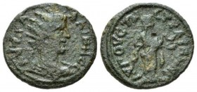 Thrace, Augusta Traiana Gallienus, 253-268 Bronze 235-268, Æ 26mm., 10.58g. Radiate head r. Rev. Hygeia advancing r., holding wreath and palm branch. ...