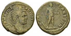 Thrace, Hadrianopolis Caracalla, 198-217 Bronze 198-217, Æ 26mm., 11.44g. Laureate head r. Rev. Apollo standing r.; holding bow and quiver. SNG Cop. -...