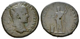 Thrace, Hadrianopolis Caracalla, 198-217 Bronze 198-217, Æ 26.5mm., 10.67g. Laureate head r. Rev. Apollo standing l., sacrificing from patera over alt...