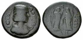 Moesia, Odessus Julia Domna, wife of Septimius Severus Bronze 193-211, Æ 23.5mm., 7.50g. Draped bust r. Rev. Demetra and Persephone facing each other....