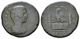 Moesia, Tomis Julia Domna, wife of Septimius Severus Tetrassarion 193-217, Æ 28mm., 12.31g. Draped bust r. Rev. Eagle standing r., on garlanded altar,...