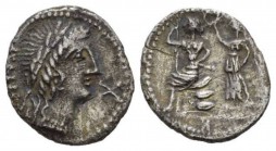 The Bellum Sociale Denarius 90-88 Corfinium (?), AR 18mm., 3.59g. ITALIA Laureate head of Italia r., wearing pearl necklace; in front X. Rev. Italia, ...