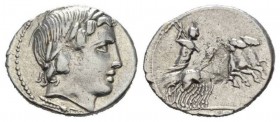 Gar, Ogul, Ver Denarius 86, AR 20mm., 3.61g. Laureate head of Apollo r.; below neck truncation, thunderbolt. Rev. Jupiter in fast quadriga r., holding...