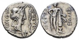 Q. Metellus Scipio and Eppius Legatus. Denarius Africa 47-46., AR 18.5mm., 3.68g. Q·METELL – SCIPIO·IMP Laureate head of Africa r., wearing elephant s...