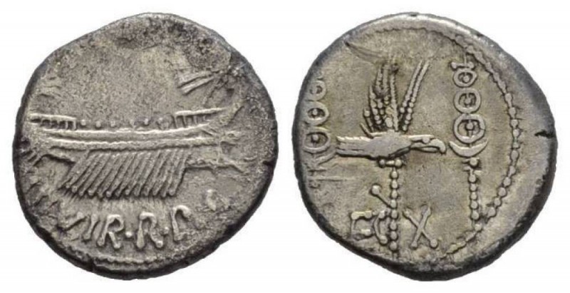 Marcus Antonius. Denarius mint moving with M. Antony 32-31, AR 16.5mm., 3.57g. A...