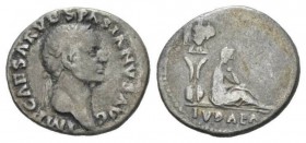 Vespasian, 69-79 Denarius 69-70, AR 19mm., 3.00g. IMP CAESAR VESPASIANVS AVG Laureate head r.Rev. IVDAEA Judaea seated right, head resting on hand, tr...