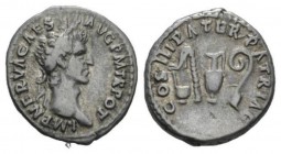 Nerva, 96-98 Denarius 97, AR 17.5mm., 3.22g. IMP NERVA CAES AVG P M TR POT II Laureate head r. Rev. COS III PATER PATRIAE. Emblems of the pontificate:...