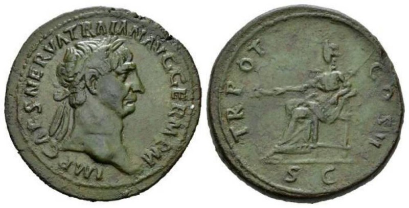 Trajan, 98-117 Sestertius 99-100, Æ 34.5mm., 27.82g. IMP CAES NERVA TRAIAN – AVG...