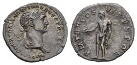 Trajan, 98-117 Denarius 114-117, AR 19.5mm., 2.91g. IMP CAES NER TRAIAN OPTIM AVG GER DAC Laureate and draped bust r. Rev. P M TR P COS VI P P S P Q R...