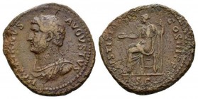 Hadrian, 117-138 As 132-134, Æ 27mm., 11.95g. HADRIANVS AVGVSTVS Laureate, draped and cuirassed bust l. Rev. IVSTITIA AVG COS III P P Justitia seated ...