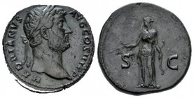 Hadrian, 117-138 Sestertius 134-138, Æ 31mm., 26.12g. HADRIANVS AVG COS III P P Head laureate r. Rev. SALVS AVG Diana standing facing, head l., holdin...