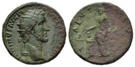 Antoninus Pius, 138-161 Dupondius 144, Æ 26.5mm., 19g. ANTONINVS AVG PIVS P P TR P COS III Radiate bust r. Rev. SALVS AVG Salus standing l., holding a...