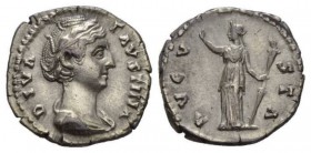 Faustina senior, wife of Antoninus Pius Denarius after 141, AR 18.5mm., 3.12g. DIVA FAVSTINA Draped bust right. Rev. AVGVSTA Ceres standing left, hold...