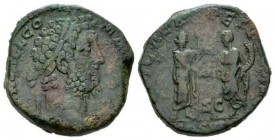 Commodus, 177-192 Sestertius 192, Æ 27.5mm., 23.92g. L AEL AVREL COMM AVG P FEL Laureate head r. Rev. P M TR P XVII IMP VIII COS VII P P Roma standing...