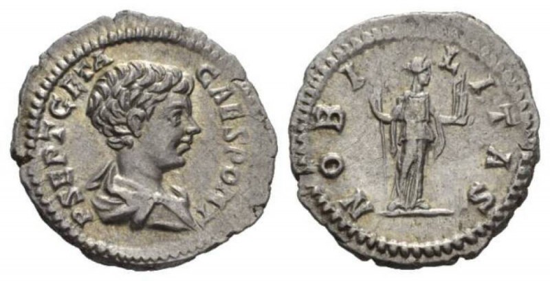 Geta Caesar, 198-209 Denarius 200-202, AR 20mm., 2.86g. P SEPT GETA CAES PONT Ba...