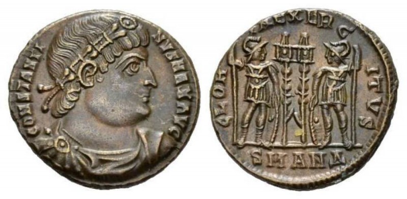 Constantine I, 307-337 Follis Antioch 330-335, Æ 18mm., 2.94g. CONSTANTINE MAX A...