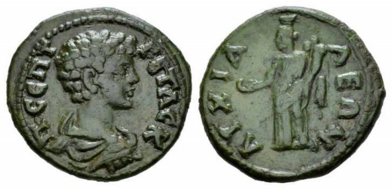 Thrace, Anchialus Geta, 209-212 Bronze 209-212, Æ 22.5mm., 5.43g. Draped bust r....