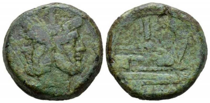 As after 211, Æ 33.5mm., 42.16g. Laureate head of Janus; above, mark of value. R...