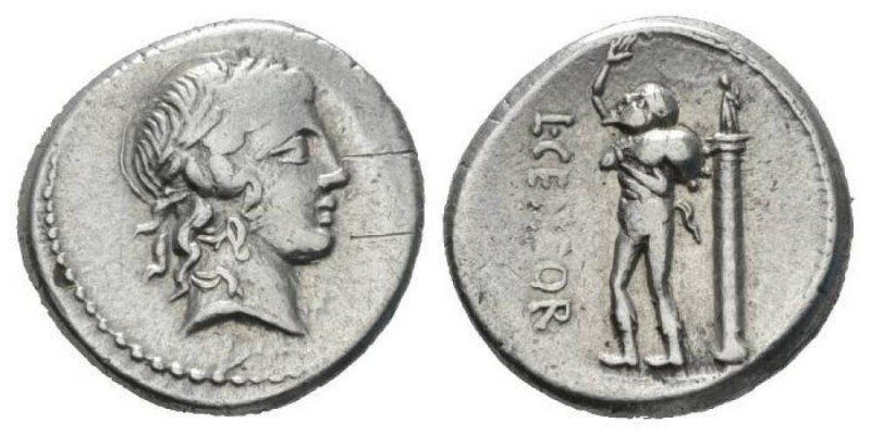 L. Marcius Censorinus. Denarius 82, AR 18mm., 3.57g. Laureate head of Apollo r. ...