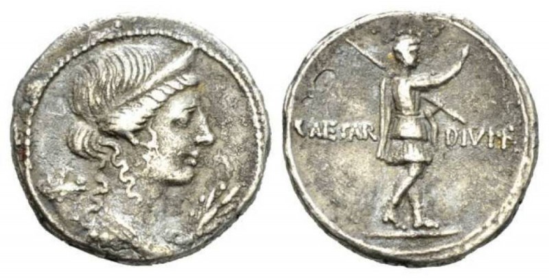 Octavian, 32 – 27 BC Denarius Brundisium or Roma (?) 32-29 BC, AR 19.5mm., 3.41g...