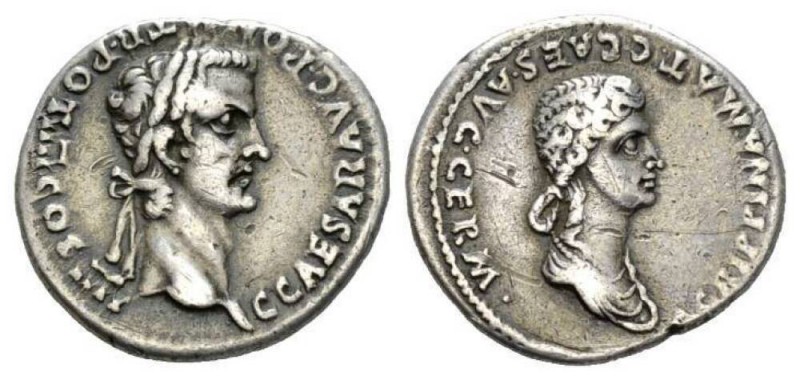 Gaius, 37-41 Denarius Lugdunum 37-38, AR 19.5mm., 3.62g. C CAESAR·AVG·GERM·P·M·T...