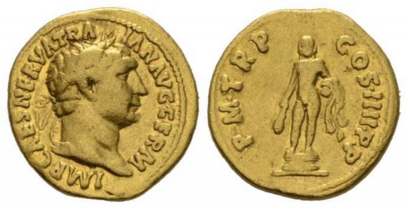 Trajan, 98-117 Aureus 101-102, AV 19mm., 7.10g. IMP CAES NERVA TRA – IAN AVG GER...