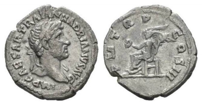 Hadrian, 117-138 Quinarius 119-122, AR 18.5mm., 2.92g. IMP CAESAR TRAIAN HADRIAN...