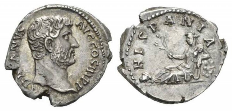 Hadrian, 117-138 Denarius 134-138, AR 19mm., 3.43g. HADRIANVS AVG COS III PP Bar...