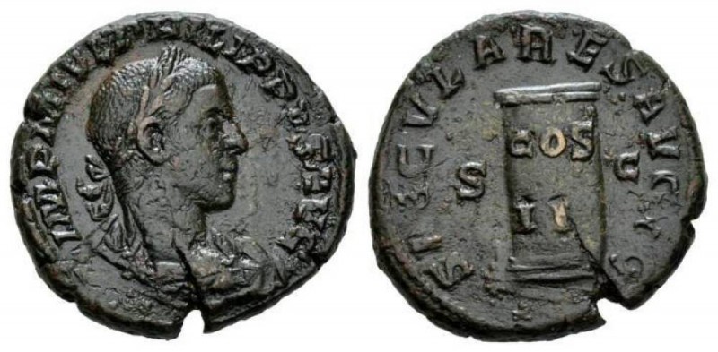 Philip II, 247-249 As 248, Æ 26mm., 10.93g. IMP M IVL PHILIPPVS AVG Laureate and...