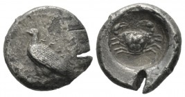 Sicily, Acragas Didrachm circa 490-483, AR 21mm., 8.19g. AKRA Eagle standing l., with folded wings. Rev. Crab. SNG ANS 941. SNG München 50.

About V...