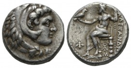 Kingdom of Macedon, Alexander III, 336 – 323 Babylon Tetradrachm 324-323, AR 24mm., 17.20g. Head of Herakles right, wearing lion skin. Rev. Zeus Aëtop...