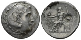 Kingdom of Macedon, Aspendus Tetradrachm 191-190, AR 32mm., 16.95g. Head of Heracles facing right wearing lions' skin. Rev. Zeus enthroned l.; holding...
