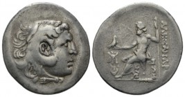 Kingdom of Macedon, Alexander III, 336 – 323 Mytilene Tetradrachm 188-170, AR 34mm., 15.92g. Head of Herakles r., wearing lion's skin headdress. Rev. ...