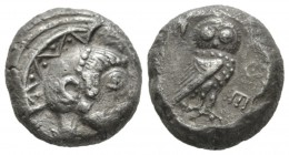 Attica, Athens Tetradrachm circa 561-556, AR 21mm., 17.04g. Head of Athena r., wearing crested Attic helmet. Rev. AΘΕ Owl standing r., head facing; in...