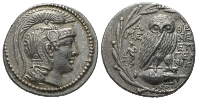 Attica, Athens Tetradrachm 135-134, AR 29.5mm., 16.85g. Helmeted head of Athena ...