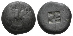 Lesbos, Lesbos Stater Lesbos circa 550-500, AR 20mm., 10.64g. Two confronted calves’ heads; between them, olive-tree. Rev. Incuse punch. Traité 607 an...